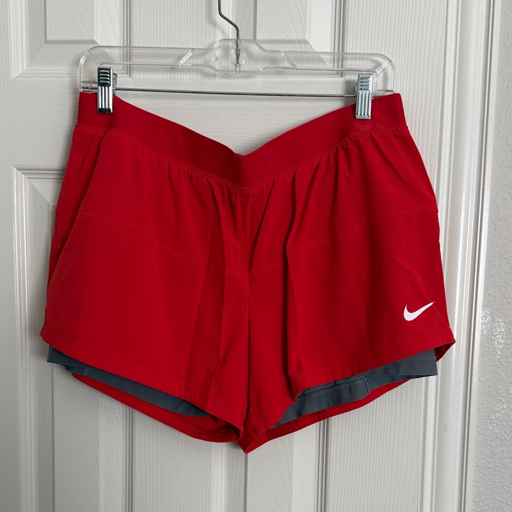 Nike Red Athletic Running Shorts with Gray Liner